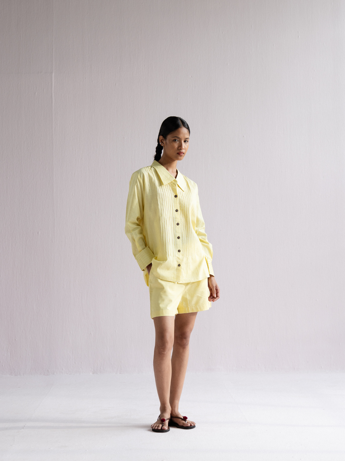 Pintuck Shirt Set