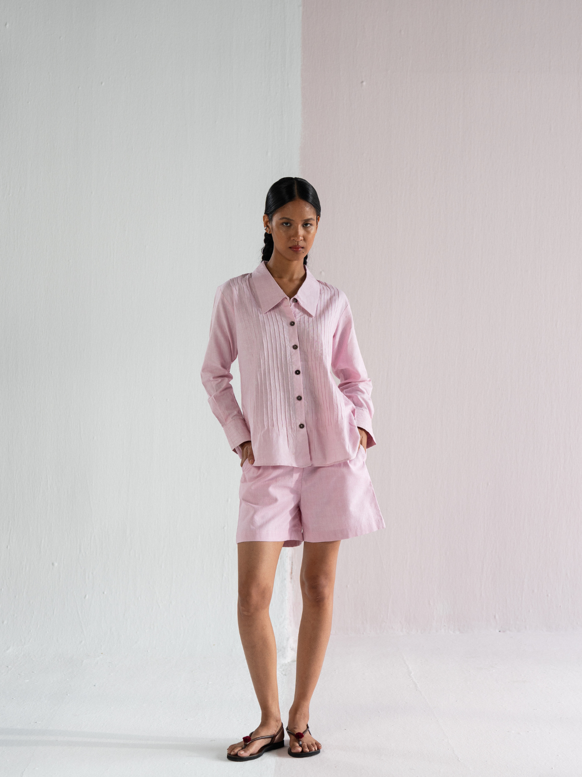 Pintuck Shirt Set